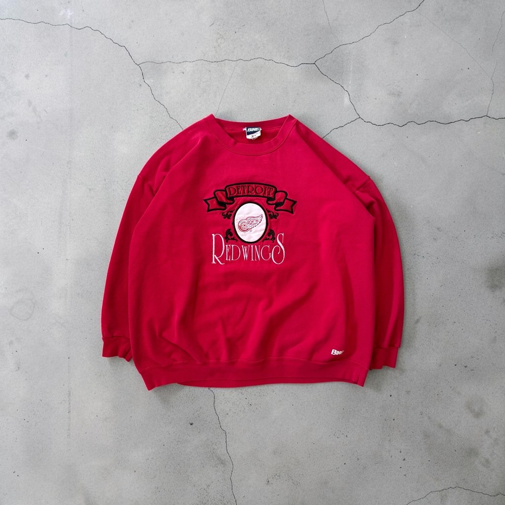 Vintage 90s Bike DetroitRed Wings Embroidered Crewneck Sweatshirt Size 2XL